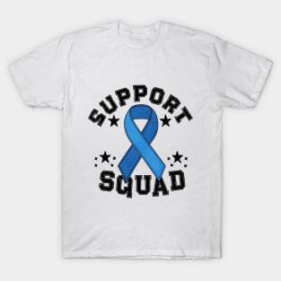 Colon Cancer Awareness " Support Squad " Blue Ribbon T-Shirt